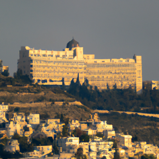 נוף מהמם של מלון המלך דוד היוקרתי על רקע העיר העתיקה של ירושלים