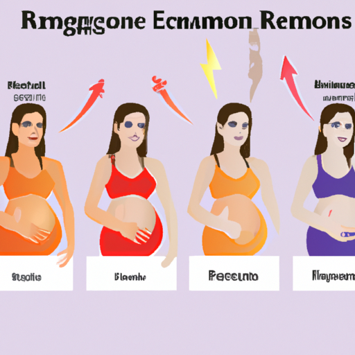 איור המראה שינויים הורמונליים בגוף של אישה בהריון